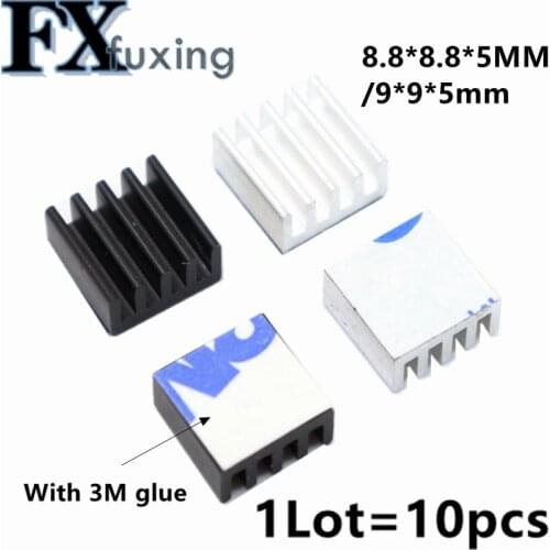 8.8*8.8*5mm Computer Cooler Radiator Aluminum Heatsink Heat sink for Electronic Chip Heat dissipation Cooling Pads With 3M Glue