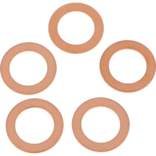 10Pcs/Set M14 Metal Engine Oil Drain Plug Crush Gasket Washers Seals for Ford (Copper)