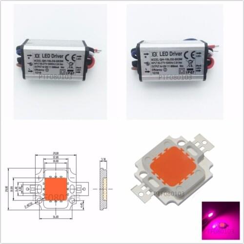 10W full spectrum 400nm~840nm led grow lights with 10w driver for hydroponics