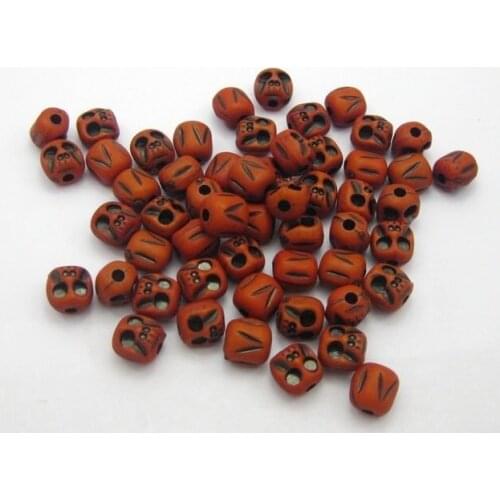 100pcs Red Skeleton SKULL Head Beads Charms 9mm