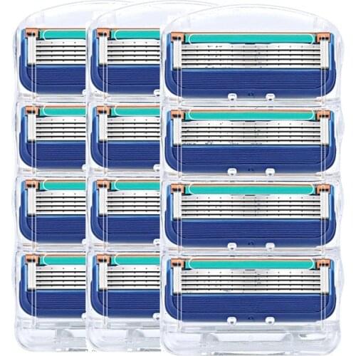 12 pcs / pack. Men Razor blades High quality shaving cassettes facial care men shaving blades Compatible with gillettee fusione