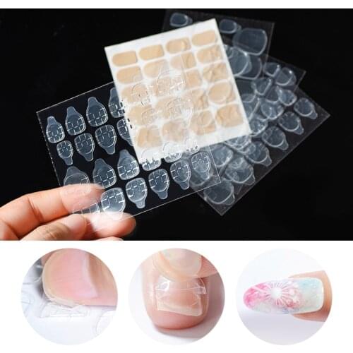 120pcs 5 Sheets Fake Nails Tips Double Sided False Nail Art Adhesive Tape Glue Sticker DIY Profissional Fake Press on Nails