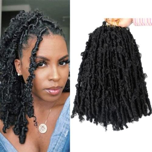 14Inch 20 Strands Butterfly Faux Locs Handmade Weaving Ombre Braiding Hair Synthetic Crochet Braids Hair Extensions For Women