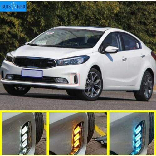 2pcs For kia k3 2016, blue night light, yellow turn signal LED DRL daytime running light top quality