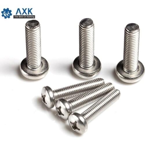 20Pcs/10Pcs M8 M10*L ISO7045 DIN7985 GB818 304 Stainless Steel Cross Recessed Pan Head PM Screws Phillips Machine Screws Bolts
