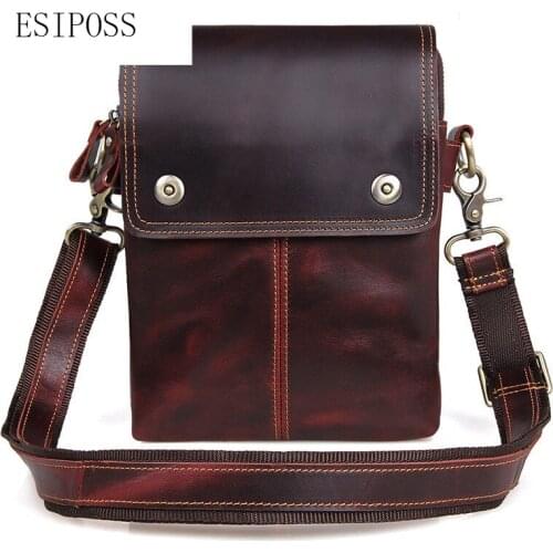 2017 Fashion Men bag High Quality Vintage Leather Male Travel Handbags Oil Wax Genuine Leather Men envelope Bag Messenger Bags