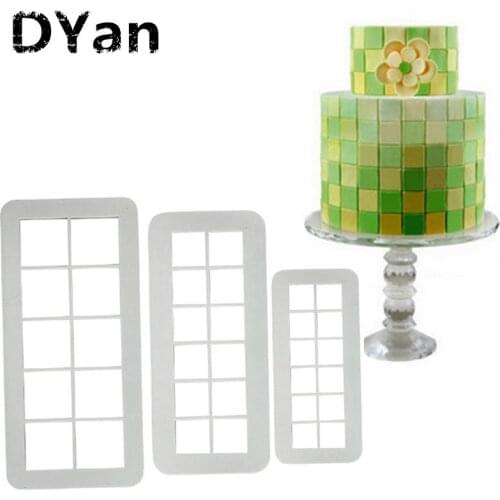 New 3pcs Square Geometry Fondant Printing Mold Visual Illusion Effect Biscuit Mold A1546