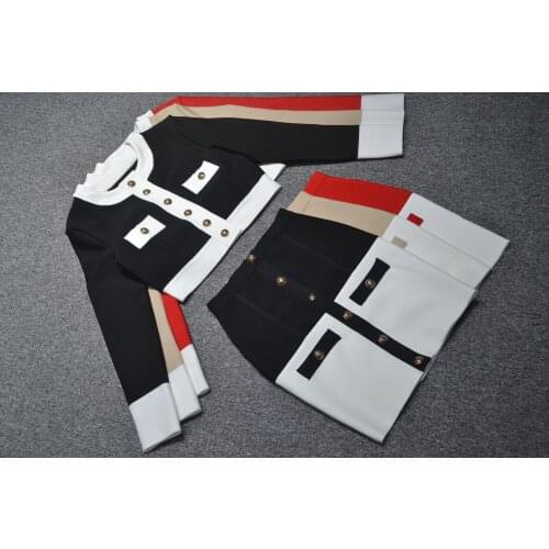 4 Colord Ladies HL Bandage Sexy 2 Pieces Bodycon Mini Dress Button Fashion Celebrity Club Party Dress High Quality