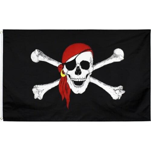 90* 150CM Pirate Skull Flag Banner Halloween Polyester USA Flag Drop Shipping