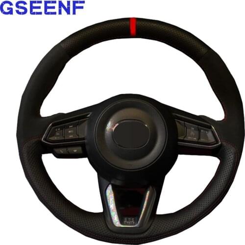 Car Accessories Steering Wheel Cover For Mazda CX-3 CX3 CX-5 CX5 2017-2018 Black Hand-stitched Comfortable Genuine Leather