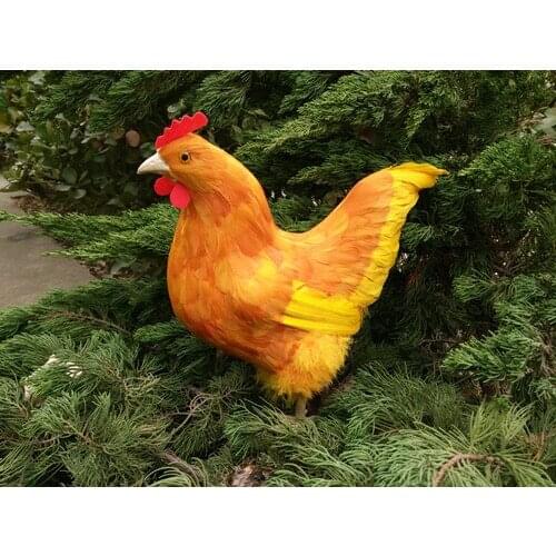 Big creative simulation chicken toy resin&fur orange cock model gift about 40x39x18cm 2214