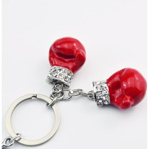 Keychain New Boxing Gloves Keychains Men Solid Alloys Drawing Pattern Metal Silver Plated Sports Key Rings Keys Gift Bag Charm