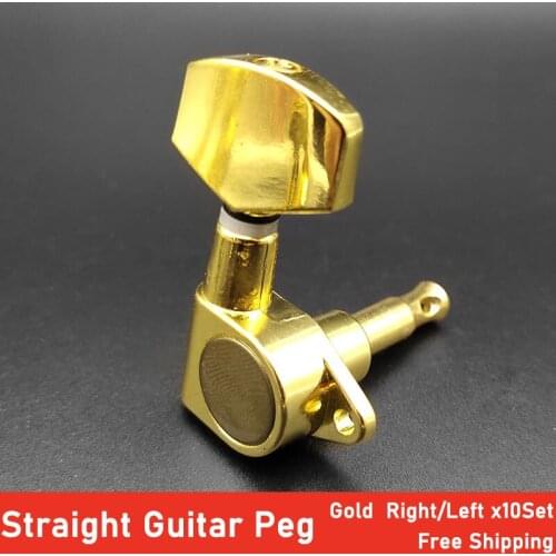 10set Straight Locking Strings Guitar Tuning Peg Key Tuner Machine Head Peg for Acoustic Electric Guitar Gold