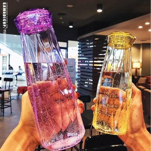 Water bottle simple transparent colorful creative diamond cup outdoor portable sports ins nightclub style gift cup