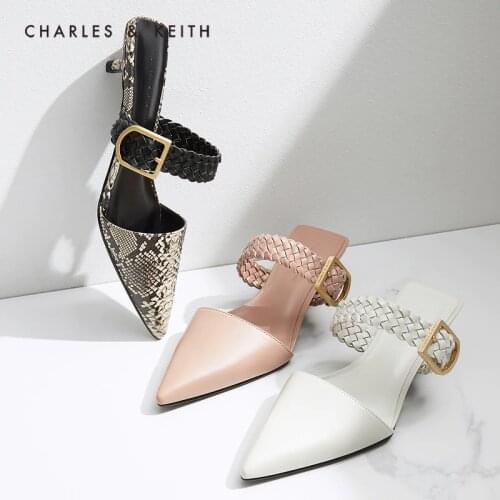 CHARLES＆KEITH New Arrival for Summer 2021 CK1-61680112 Womens braided straps pointed toe mules
