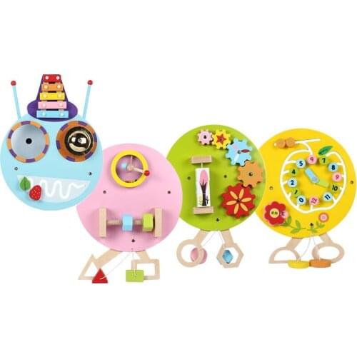 4Pcs/Set Kindergarten Early Education Wall Game Toy Caterpillar Game Fun Children Clock Enlightenment Wooden Toys