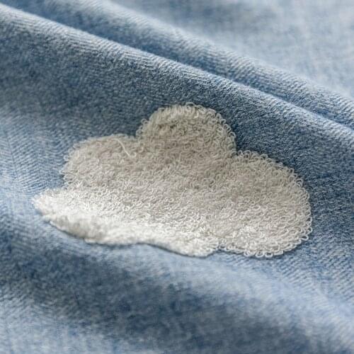 Kids Cute Cartoon Clouds Curtains for Living Room Blue Semi-Blackout White Cloudy Curtains for BOYS AND GIRLS