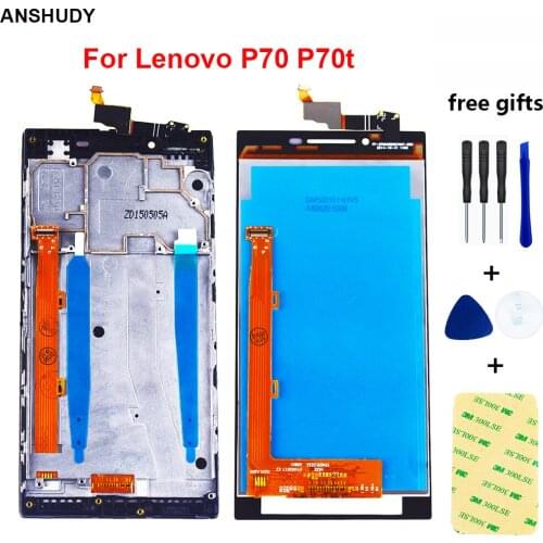 For Lenovo P70 P70-t P70t P70-A P70A Touch Screen Digitizer Sensor Panel Glass + LCD Display Monitor Assembly + Frame