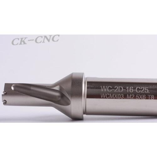 Hight quality WC-2D-16 C25 U drill indexable drill CNC TOOL 16mm-2D Machining length=32mm for WCMX03 insert
