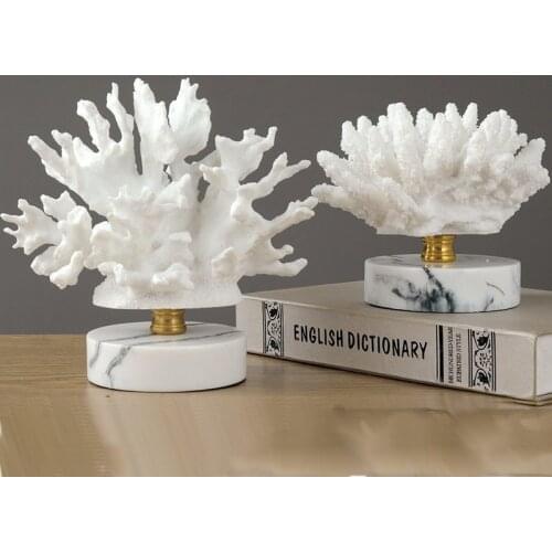 Exquisite snow white sea coral shape resin sculpture Mediterranean style coral art decoration ornaments