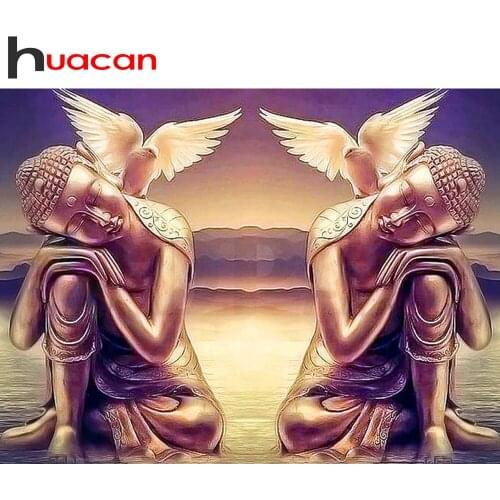 Huacan Full Diamond Embroidery Buddha Pigeon 5D Diamond Painting Mosaic Religion Rhinestone Pictures Decoration Home