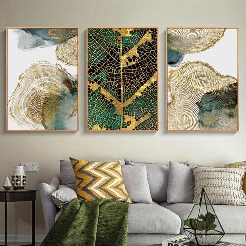Nordic Golden Leaves Canvas Paintings Black Gold Luxyry Leaf Wall Art Posters Pictures Canvas Prints for Living Room Home Decor