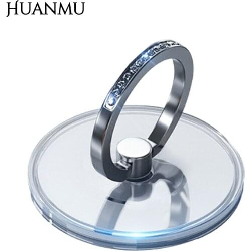 Diamond-Studded Finger Ring Holder Cute Transparent Mobile Phone Holder With Metal Ring Artificial Diamond Phone Accessories 그립톡