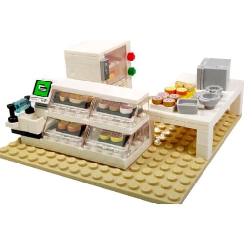 City Building Blocks Shop Bakery Building Bricks Set with Baseplate Dessert Food Bloques DIY Toys for Girls Xmas Birthday Gift