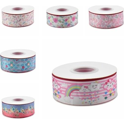 HSD Ribbon free shipping 3" 75mm heat transfer printed Denim fabric series Grosgrain Ribbon 50Yards per Roll