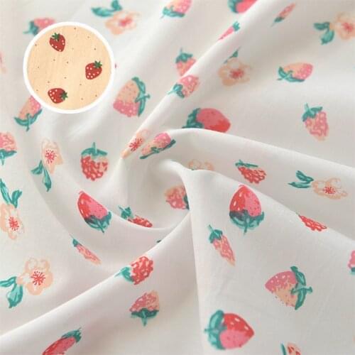 Small Fresh Color Strawberry Flower Thin Cotton Fabric Shirt Clothing Children Clothing Dress Baby Clothing Handmade Diy Fabric