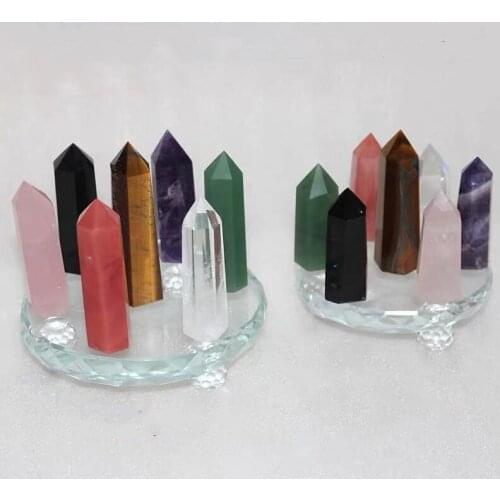 Natural crystals Seven array plate sets quartz minerals wand point healing stones fine home decoration for gifts