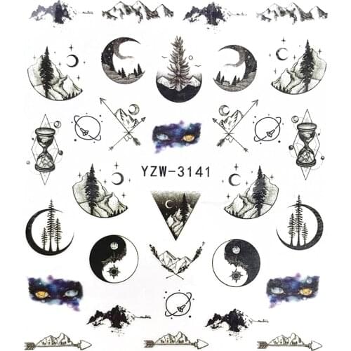 Nails Stickers Maple Leaf Seahorse Nail Sticker Pattern Transfer Nails Series Watermark Nail Decals Flowers Butterflies Color