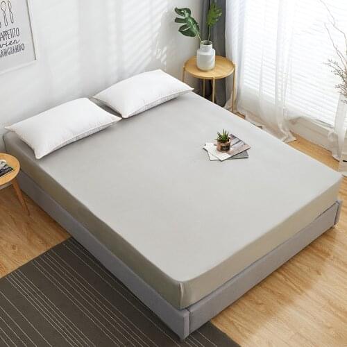 1Pc 100%Cotton Fitted Sheet Solid Bed Sheet Color All-Around Elastic Rubber Band Mattress Cover Queen King Sheets 140x200