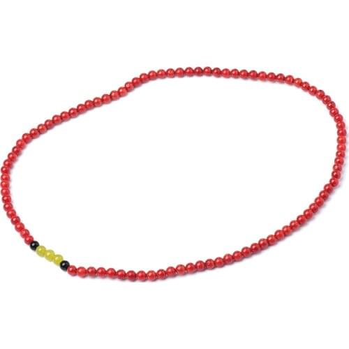 Meticulous and slender Red with yellow and Black 6 MM Beads natural Red coral Necklace.The Christmas Eve Gift