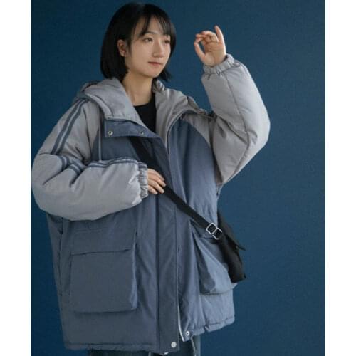 Parkas Thickening Winter High Quality Detachable Hat Korean Loose Large Faux Fur Collar Patchwork Cotton Coat