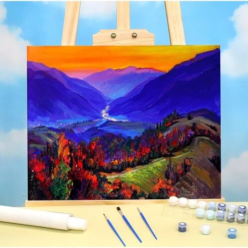 Landscape Sunset DIY Paint By Numbers Package Acrylic Paints 40*50 Canvas Painting Decorative Paintings Crafts Drawing
