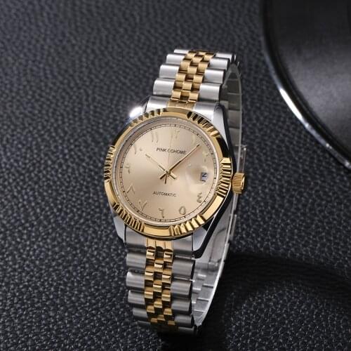 Mens Stainless Steel Watch Pink Cohome China