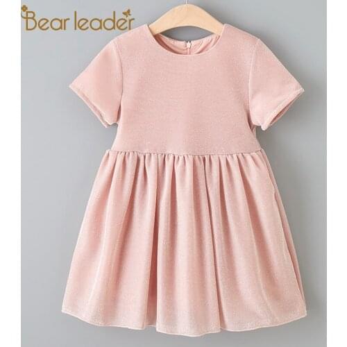 Bear Leader Girls Party Dress New Summer Kids Princess Dresses Casual Solid Mesh Dress Children Clothing Ruched Vestidos 3 7Y