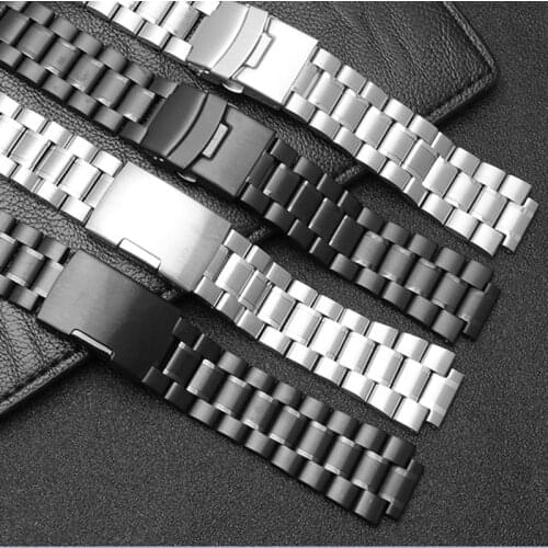Stainless steel watchband for mens TIMEX T2N720 T2N721 TW2R55500 T2N721 watch strap 24*16mm lug end silver black bracelet