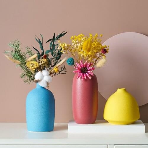 Nordic Home Decoration Solid Color Ceramic Vase Living Room Dining Room Desktop Decoration Accessories Countertop Vase Gifts