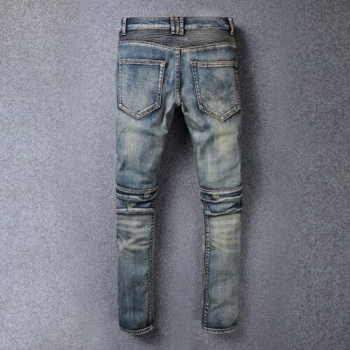 Skinny Motor Mens Jeans Hole Ripped Jean For Mens 2020 Male Wear Fashion Brand Pants For Men Classical Vaqueros Plus Size 42