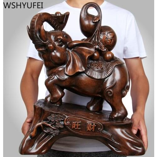 Chinese Style Elephant Animal Wine Cabinet Statue Ornaments Resin Sculpture Crafts Home Decoration Accessories Wedding Gifts