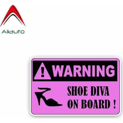 Aliauto WARNING Reflective Car Sticker Shoe Diva on Board Accessories PVC Waterproof Sunscreen Cover Scratch Decal,13cm*8cm