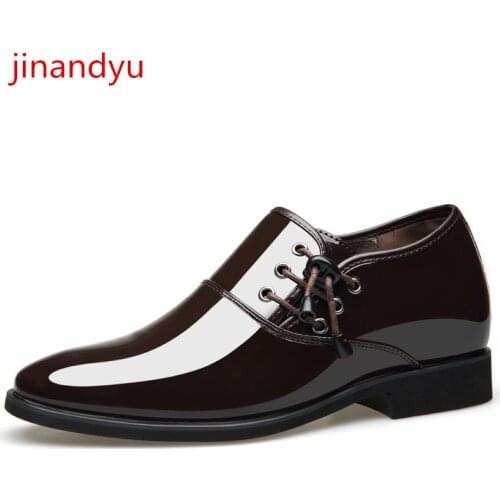Men Elevator Shoes Man Patent Leather Dress Shoes Male Elegant Comfy Black Brown Oxford Shoes for Men Classic Suit Wedding Shoe