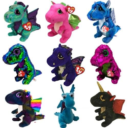 Ty Beanie Big Eyes Saffire Anora The Dragon Plush Animal Toys Stuffed Dinosaur Cute Doll Child Birthday Christmas Gift 25CM