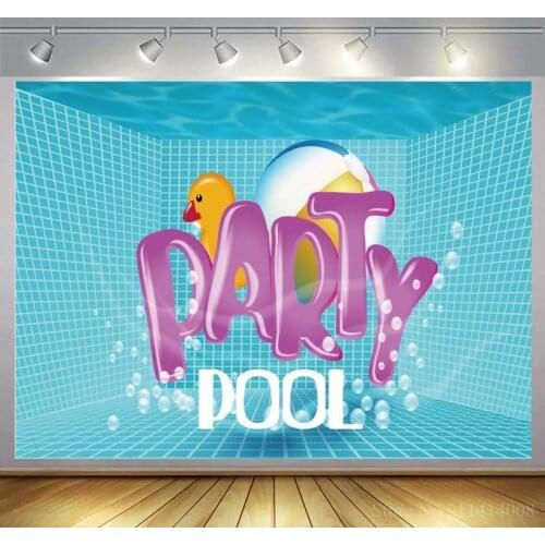 Summer Pool Party Backdrop Birthday Theme Photography Background Photo Booth Swimming Ring Bikinis Parties Decor Vinyl Poster