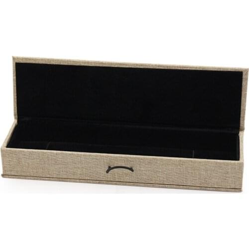 Vintage Linen Buckle Wooden Jewelry Boxes Ring Bracelet Pendant Long Chain Packaging Gift Box Color Paper Decoration