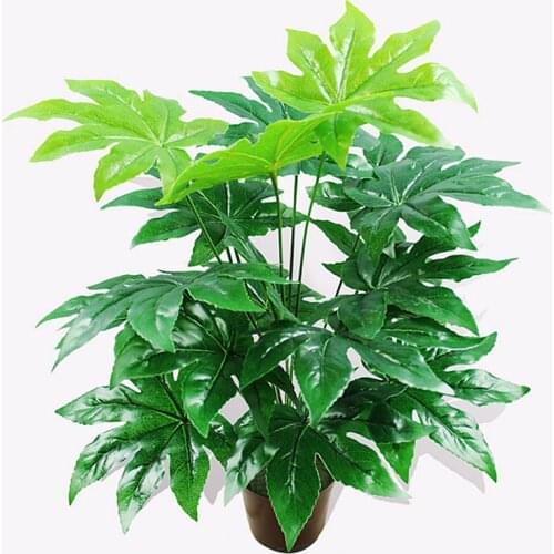 68CM 18Leaf Artificial Green Plants Plastic Tropical Palm Tree Branch Indoor DIY Garden Living Room Home Decor Accessories
