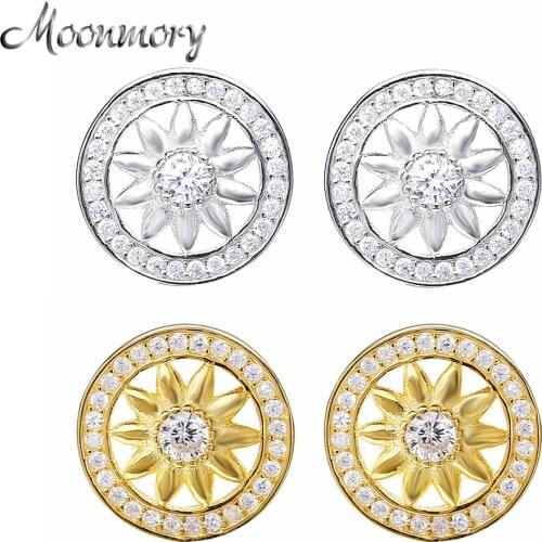 Moonmory Luxury Simple 925 Sterling Silver Sun Flower Stud Earring For Women Small Wedding Stud Earring Party Christmas Gift