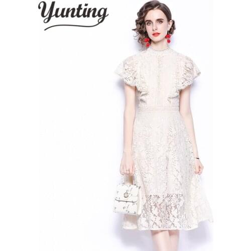 Embroideried Women Short Sleeve Summer High Quality Elegant Party Dress Vestidos